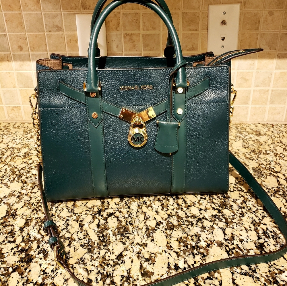 Michael Kors Green Hamilton Large Leather Satchel